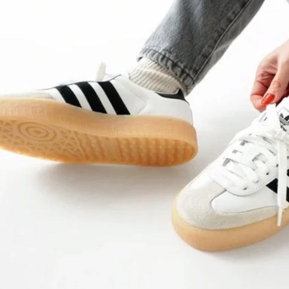 adidas Other - Adidas Samba White Black and Tan Sneakers Sz 9